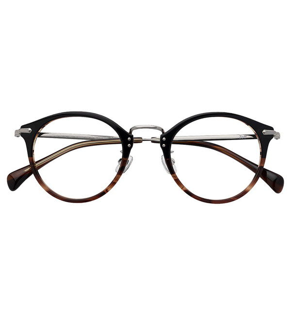  「ボストン型 メガネ｜Zoff メタル プラスチック 伊達メガネ 度付きメガネ レンズ交換券付き」|メガネ|