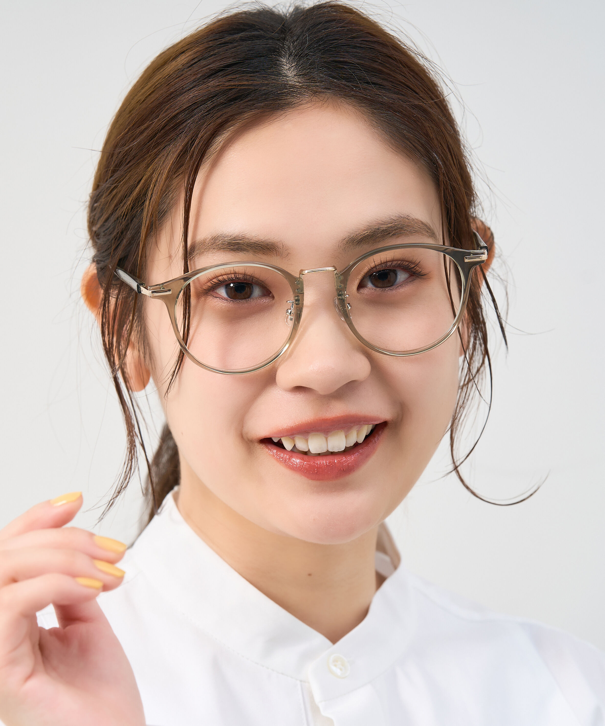  「[中顔面短縮みえメガネ]ボストン型 メガネ｜大きめシェイプがポイント クリアフレーム レンズ交換券付」|メガネ|