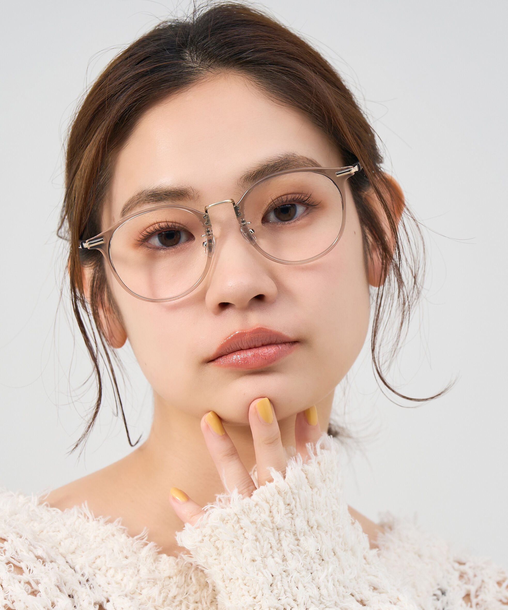  「[中顔面短縮みえメガネ]ボストン型 メガネ｜大きめシェイプがポイント クリアフレーム レンズ交換券付」|メガネ|