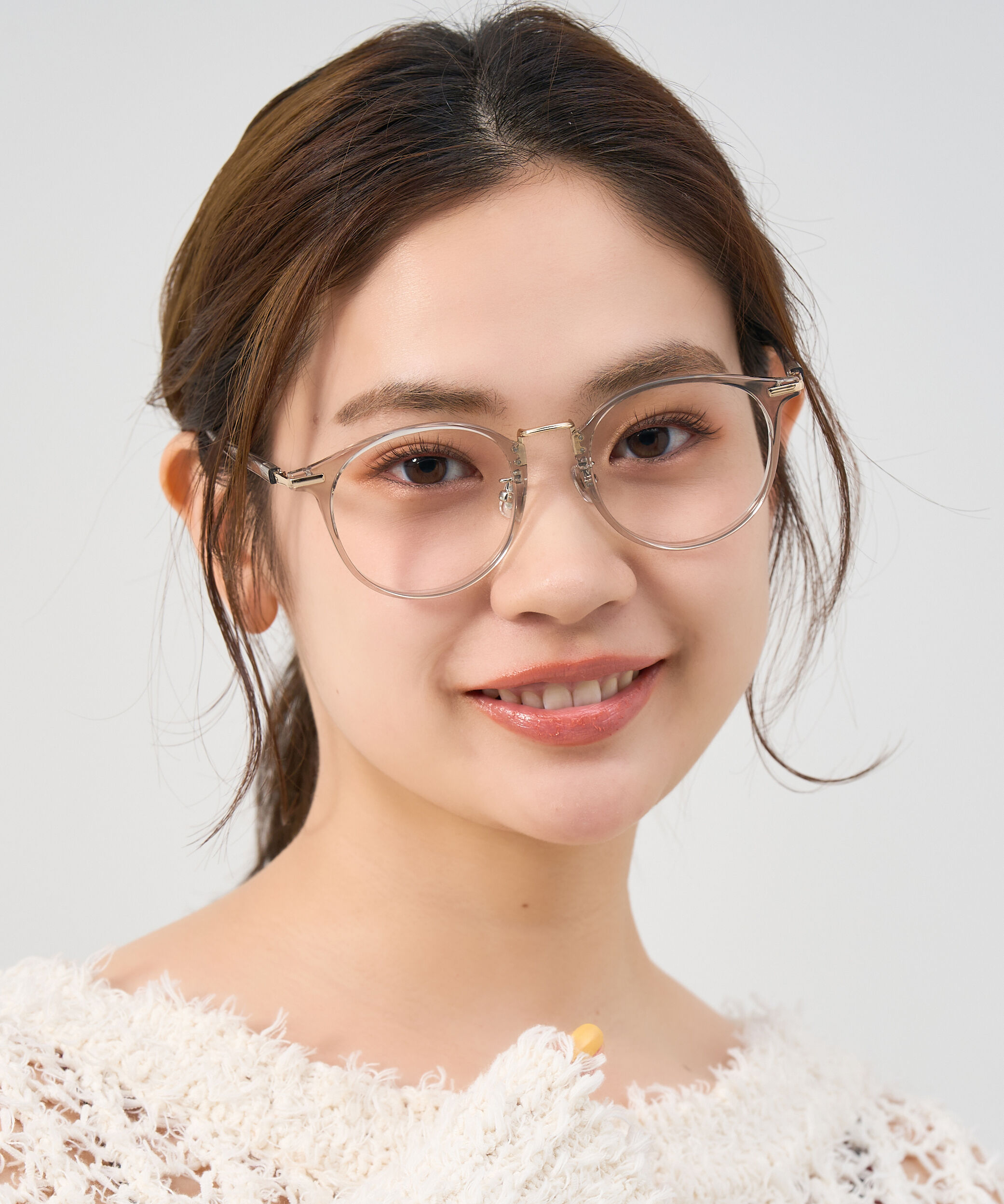  「[中顔面短縮みえメガネ]ボストン型 メガネ｜大きめシェイプがポイント クリアフレーム レンズ交換券付」|メガネ|