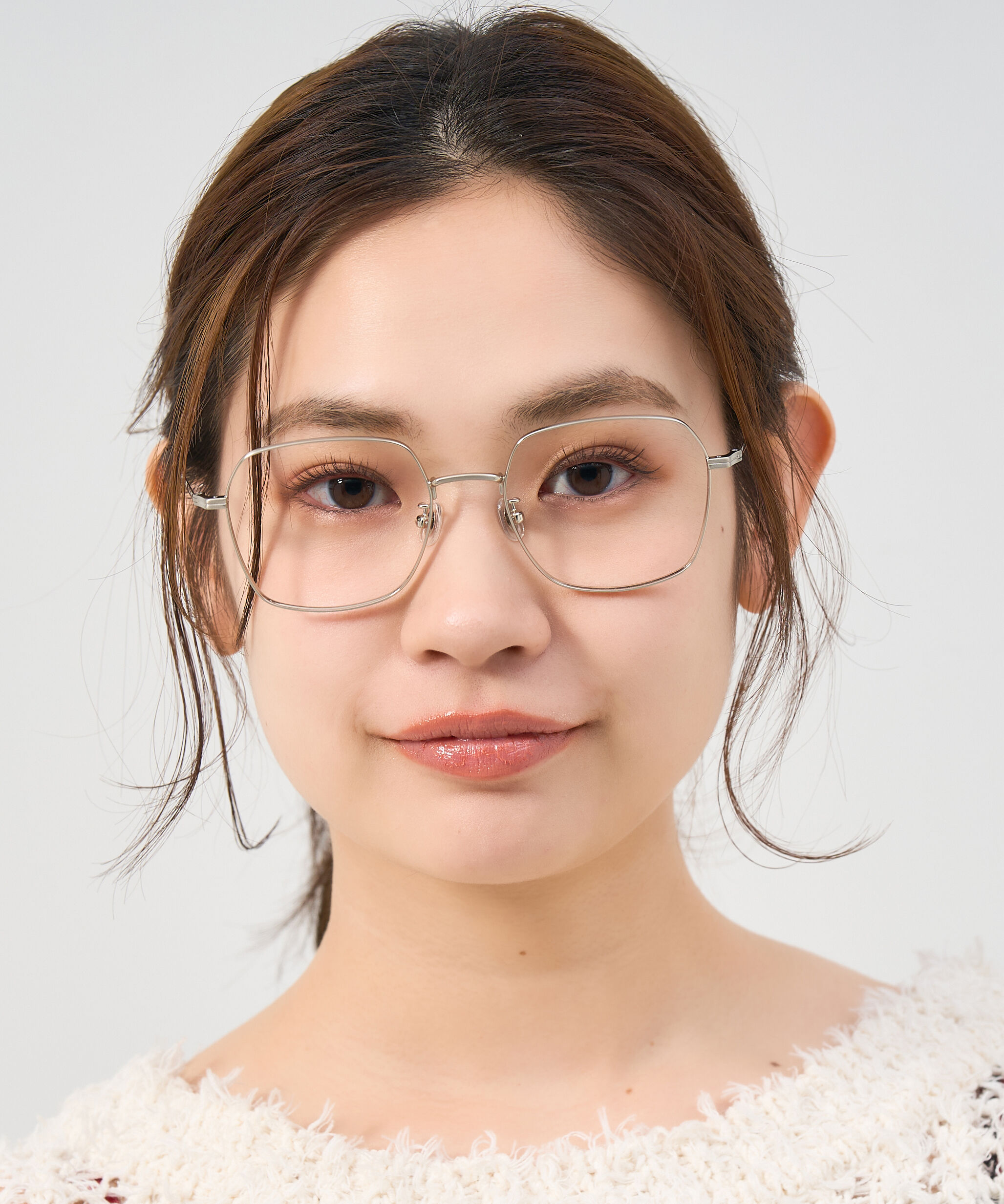  「ウェリントン型 メガネ｜少し角張ったウェリントンフレーム 伊達メガネ 度付きメガネ レンズ交換券付き」|メガネ|シルバー