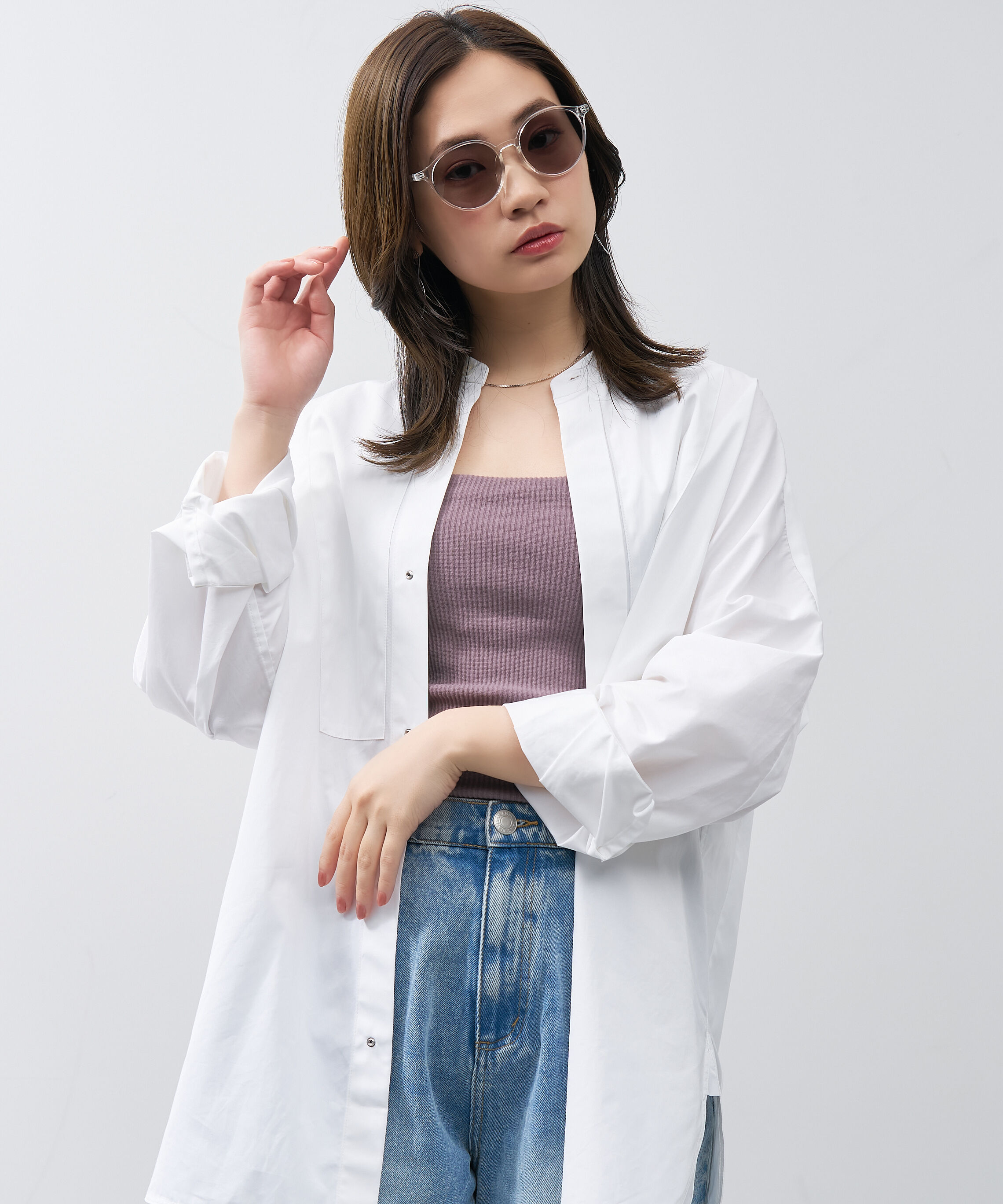  「ボストン型 サングラス｜クリア 黒縁 ライトカラー COLOR SUNGLASSES UVカット 紫外線対策 」|サングラス|