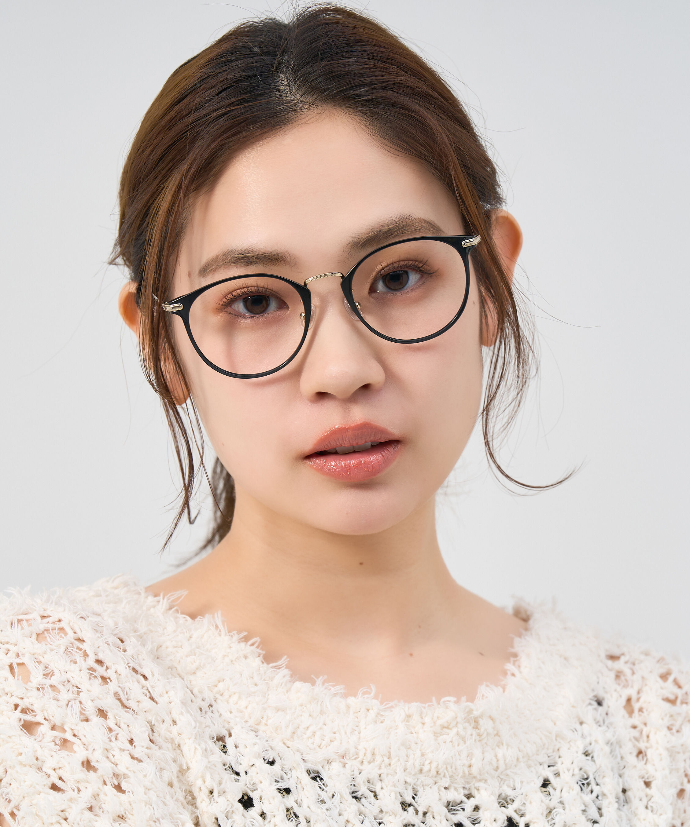  「ボストン型 軽量 メガネ｜ 軽量素材&times;チタン 大人可愛いメガネフレーム レンズ交換券付き」|メガネ|ブラック