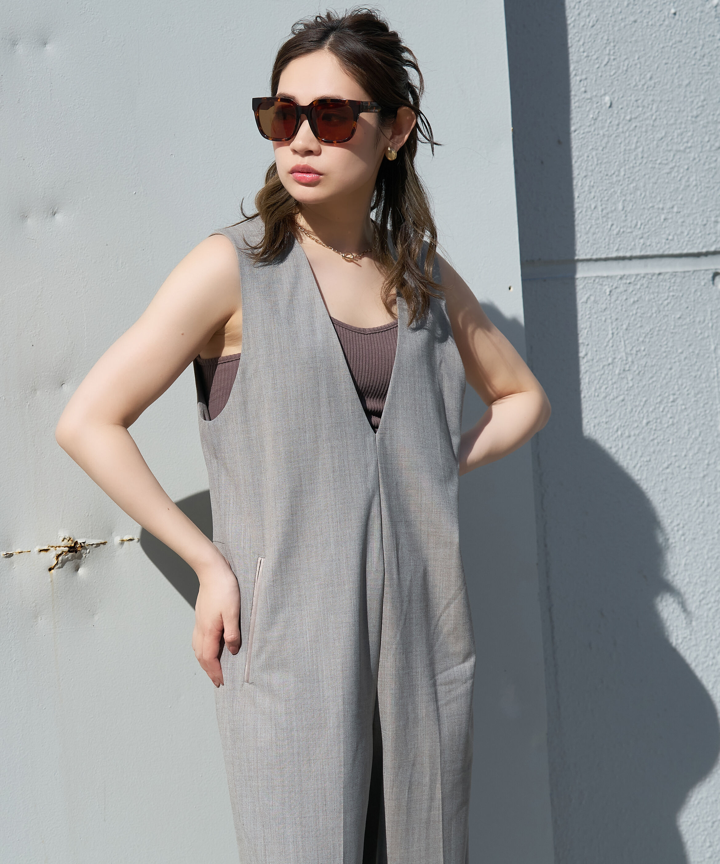  「ウェリントン型 大きめ サングラス｜Y2K ビッグシェイプ ユニセックス 小顔 おしゃれ」|サングラス|