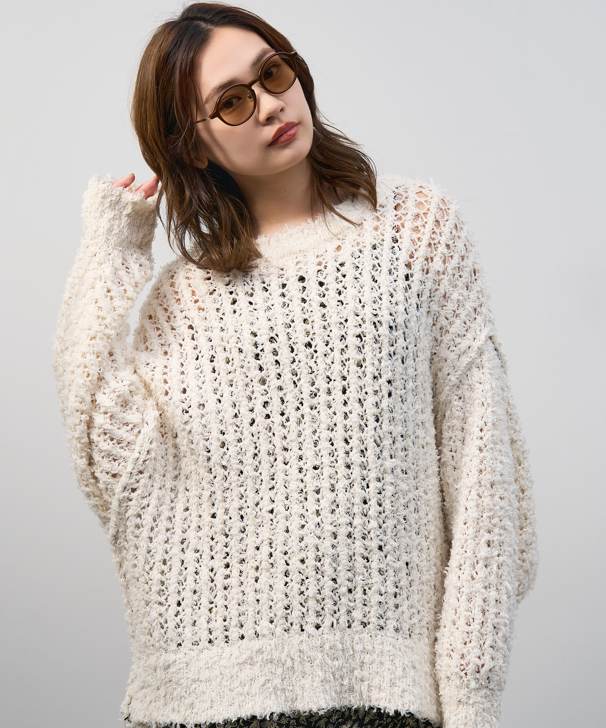  「Zoff | Kirimaru ラウンド型 サングラス 丸型 波型 小顔効果 UVカット 紫外線対策 紫外線対策 ズレ落ち防止」|サングラス|