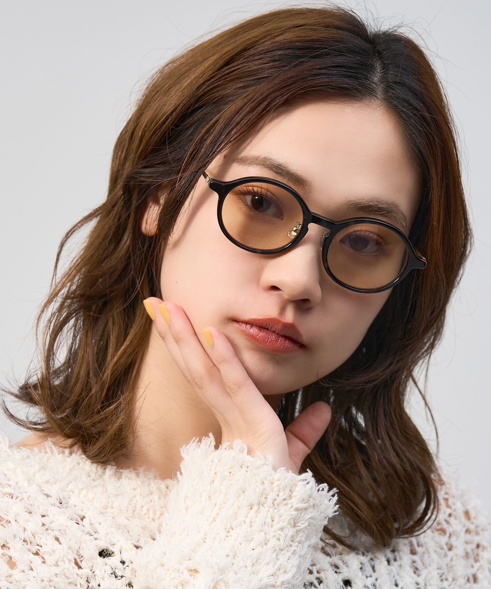  「【WEB限定】Zoff | Kirimaru ラウンド型 サングラス 丸型 波型 小顔効果 UVカット 紫外線対策 ズレ落ち防止」|サングラス|茶系デミ