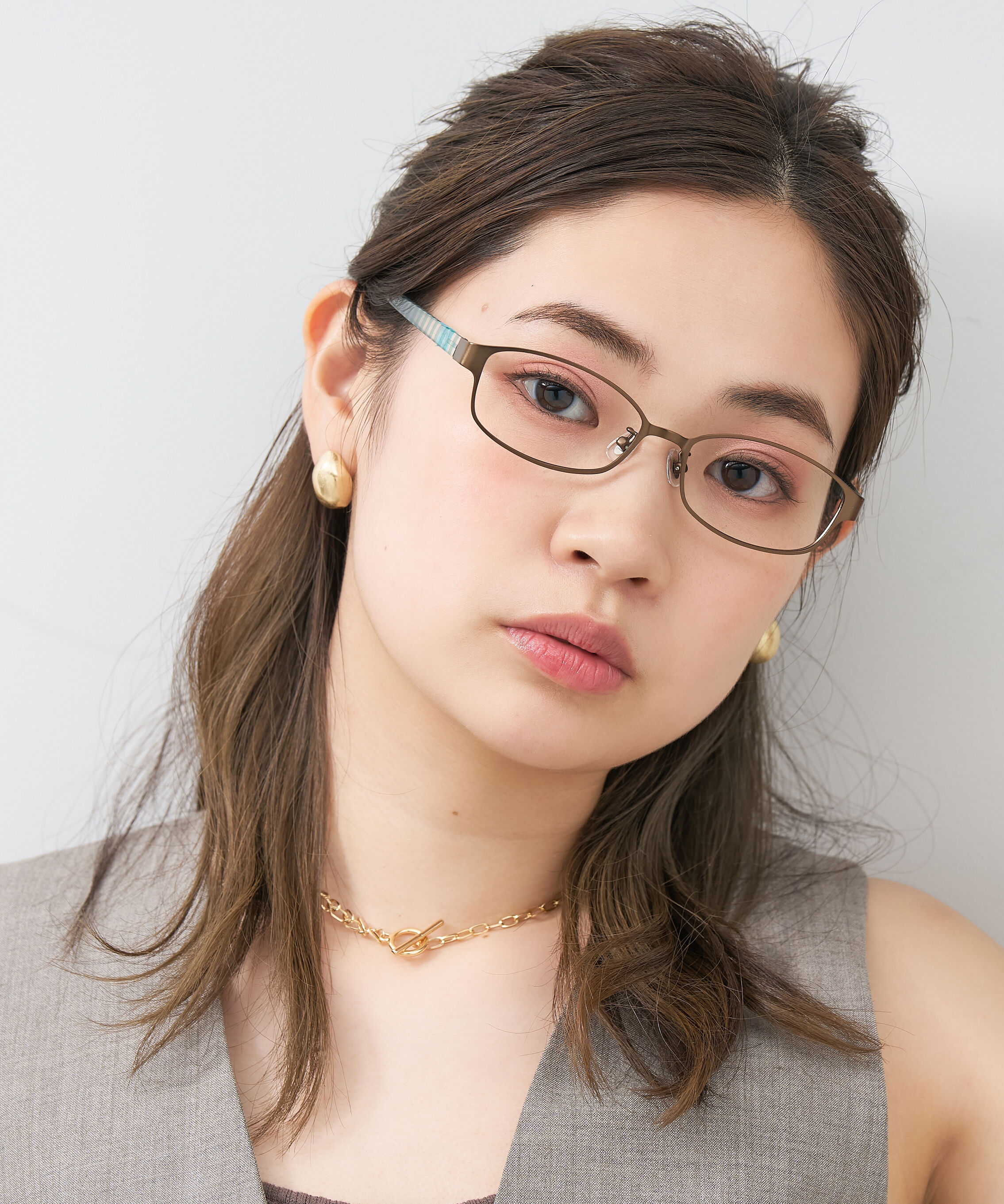  「【アウトレット価格】スクエア型 メガネ｜メタル&times;プラスチック ストライプ レンズ交換券付き」|メガネ|