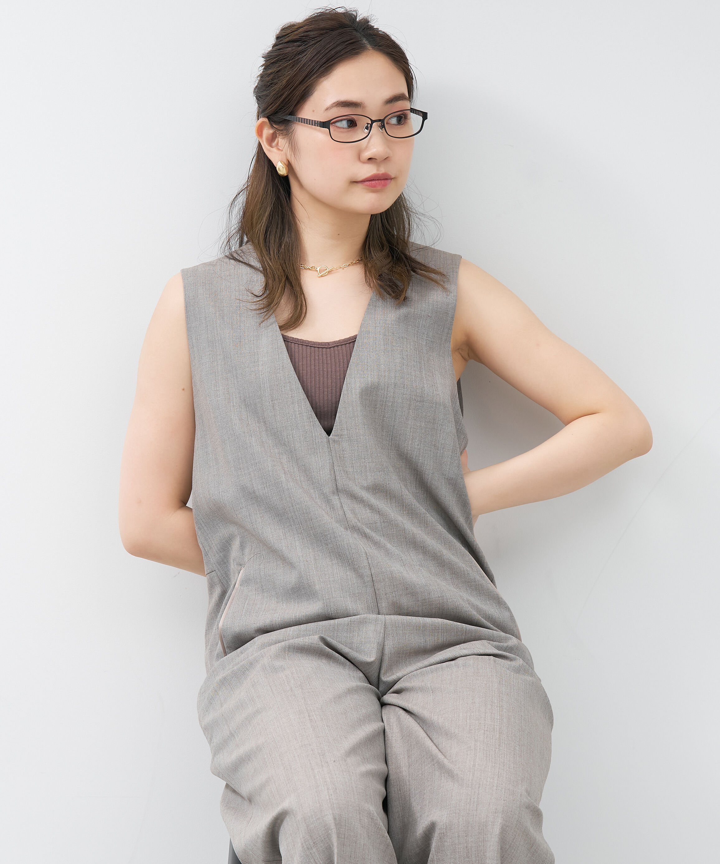  「【アウトレット価格】スクエア型 メガネ｜メタル&times;プラスチック ストライプ レンズ交換券付き」|メガネ|