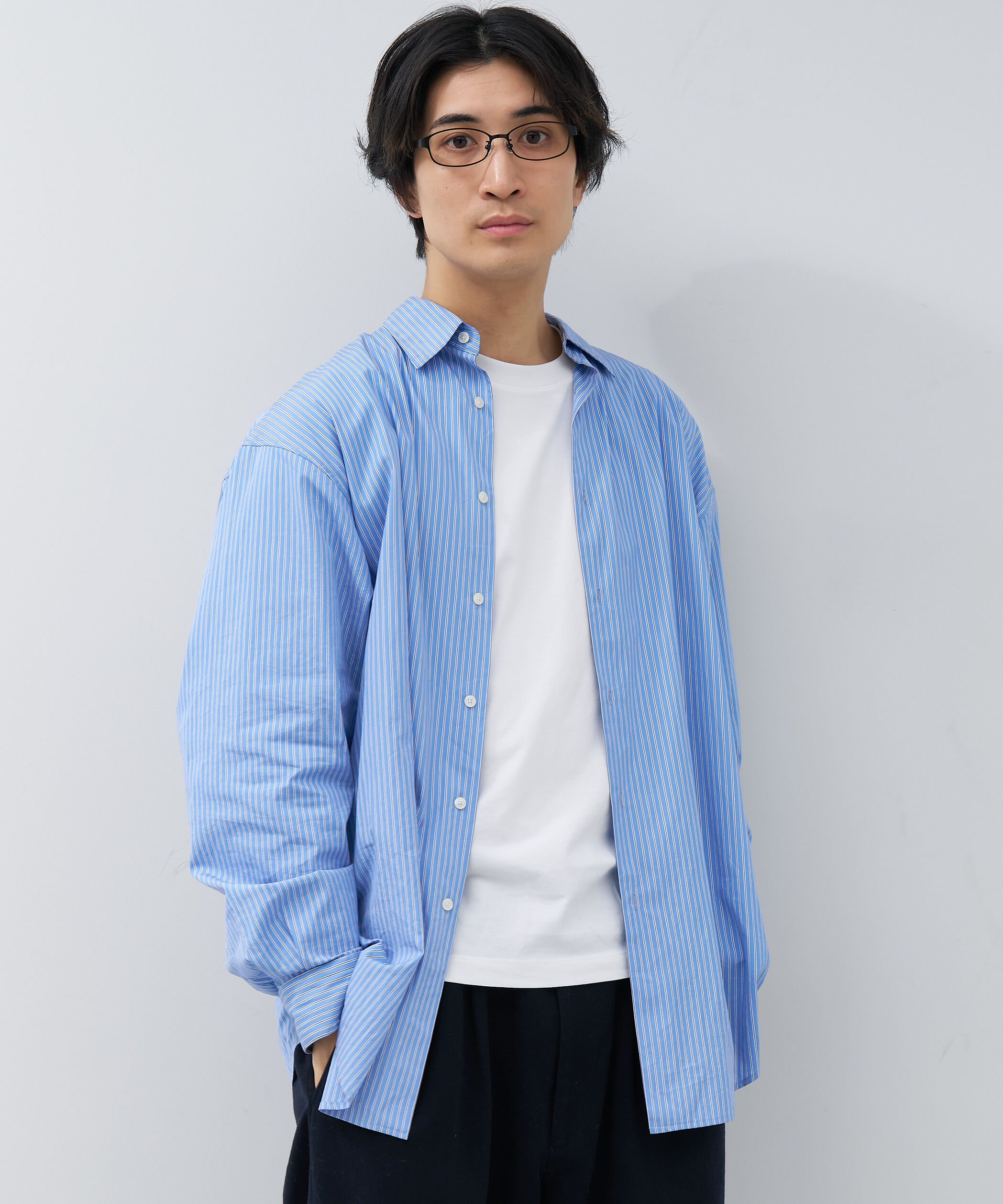  「【アウトレット価格】スクエア型 メガネ｜メタル&times;プラスチック ストライプ レンズ交換券付き」|メガネ|