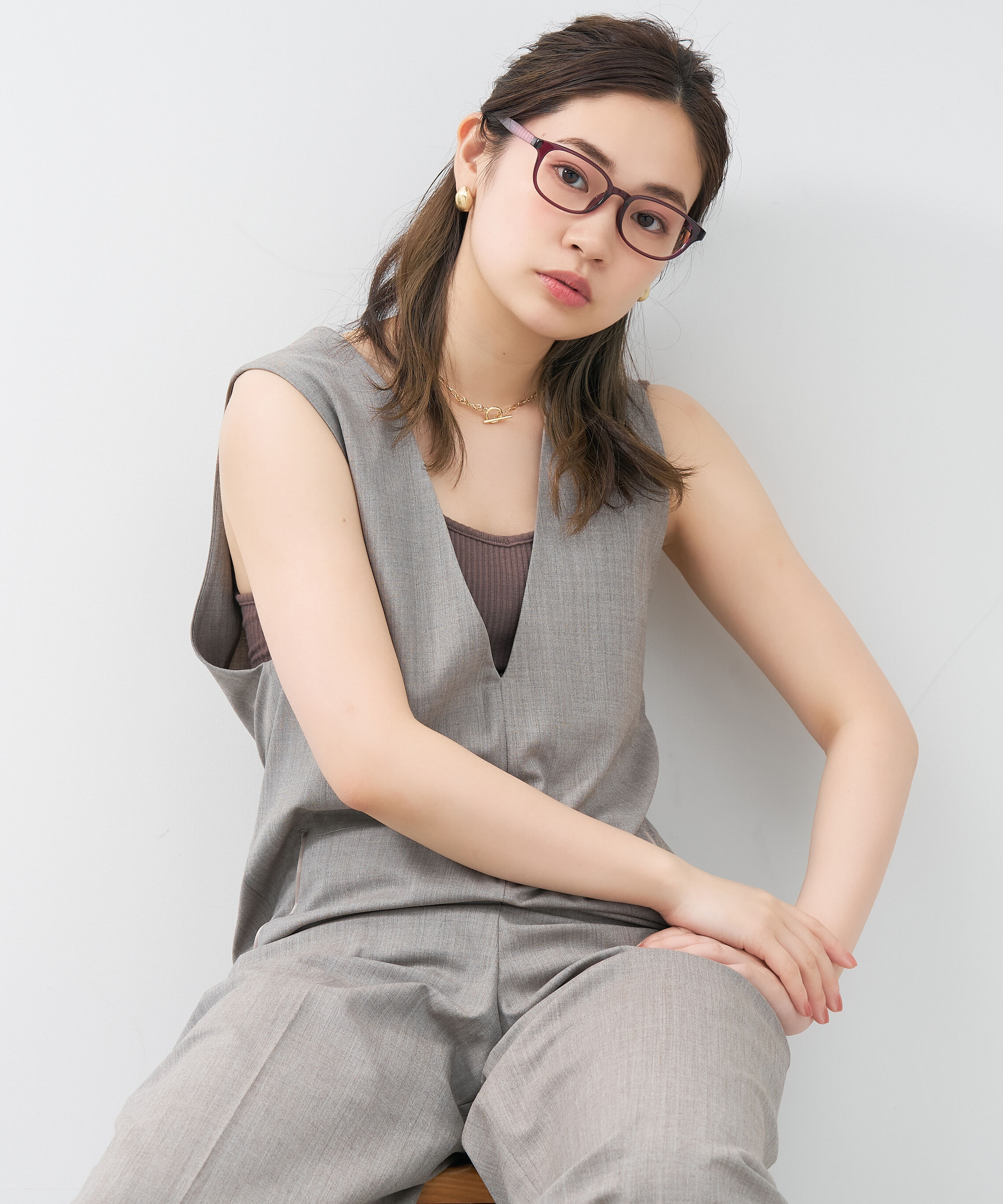  「【アウトレット価格】ウェリントン型 メガネ｜黒縁 クリア ストライプ レンズ交換券付き」|メガネ|パープル