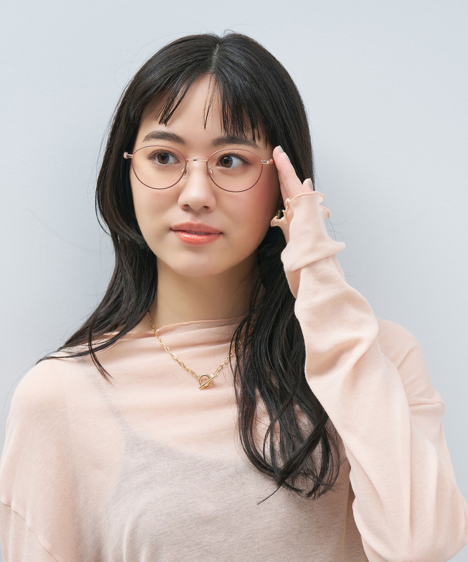  「オーバル型 メガネ｜上品で高級感のある 大人可愛いメガネ フェミニン レンズ交換券付き STANDARD MUSE」|メガネ|ピンク