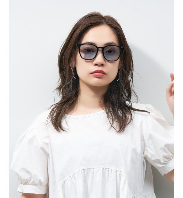  「ウェリントン型 サングラス 黒縁 大きめ カラーレンズ 紫外線対策 UVカット 」|サングラス|