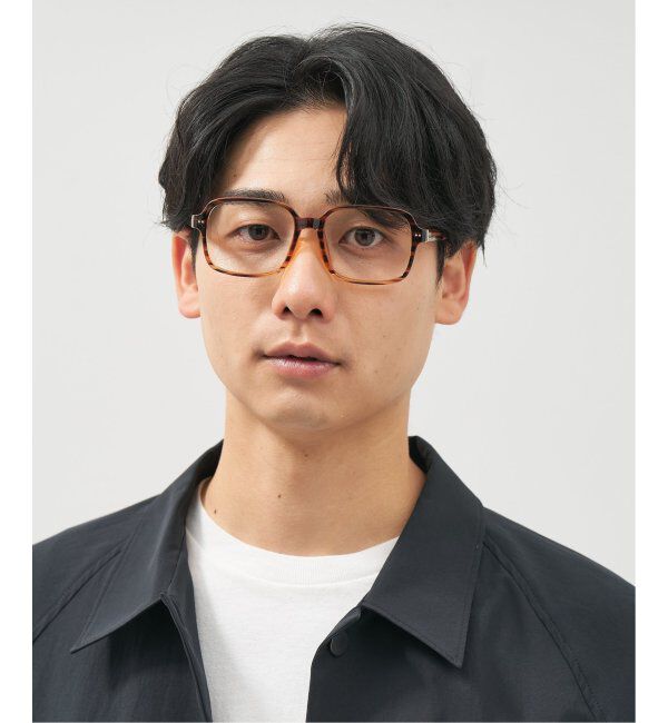  「ウェリントン型 メガネ│四角 黒縁 大きめ プラスチックフレーム│レトロ｜ レンズ交換券付」|メガネ|薄ブラウン1