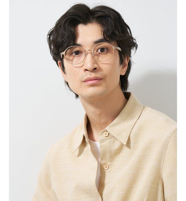  「ラウンド型 メガネ│メタル ズレ落ち防止 レザー調のラバーテンプル｜ レンズ交換券付」|メガネ|