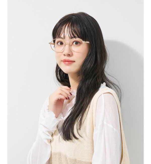  「ラウンド型 メガネ│メタル ズレ落ち防止 レザー調のラバーテンプル｜ レンズ交換券付」|メガネ|