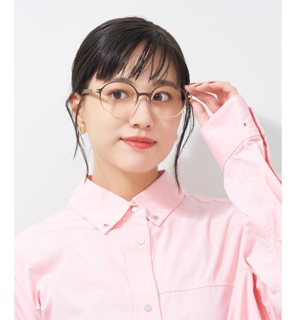  「ラウンド型 メガネ│メタル ズレ落ち防止 レザー調のラバーテンプル｜ レンズ交換券付」|メガネ|