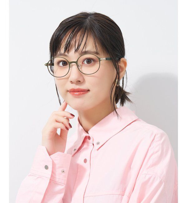  「ラウンド型 メガネ│メタル ズレ落ち防止 レザー調のラバーテンプル｜ レンズ交換券付」|メガネ|