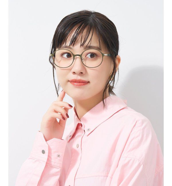  「ラウンド型 メガネ│メタル ズレ落ち防止 レザー調のラバーテンプル｜ レンズ交換券付」|メガネ|