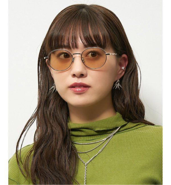  「【LOVE BY e.m.コラボ】【WEB限定】&ldquo;flutter&rdquo;｜ボストン型メタルサングラス｜Zoff｜LOVE BY e.m.」|サングラス|ゴールド