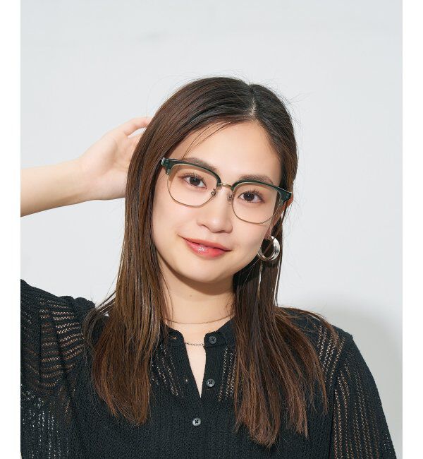  「ウエリントン型メガネ｜読書 レディース 女性用 大人可愛い 大理石｜Zoff｜CHIC レンズ交換券付」|メガネ|濃グリーン