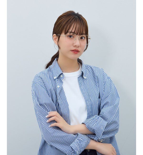  「ウェリントン型 メガネ | メタル 大きめ ゴールド シルバー 伊達メガネ ユニセックス TRAD レンズ交換券付」|メガネ|ゴールド