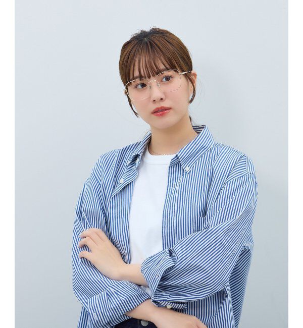  「ウェリントン型 メガネ | メタル 大きめ ゴールド シルバー 伊達メガネ ユニセックス TRAD レンズ交換券付」|メガネ|