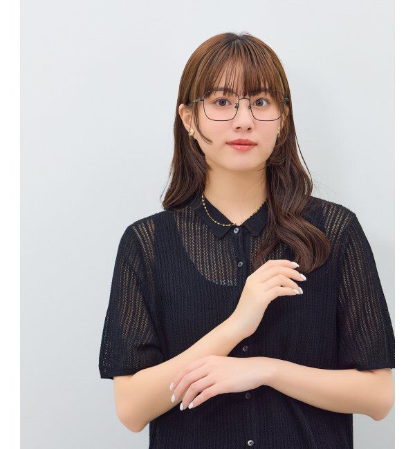  「ウェリントン型 メガネ | メタル 大きめ ゴールド シルバー 伊達メガネ ユニセックス TRAD レンズ交換券付」|メガネ|ブラック系その他