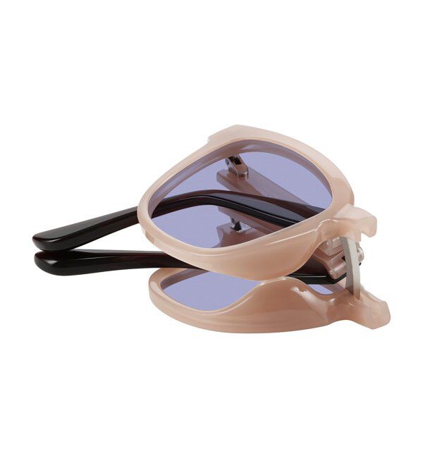  「ウェリントン型 折りたたみ式 サングラス | 専用ケース付 カラーレンズ 太縁フレーム 紫外線防止 UVカット」|サングラス|