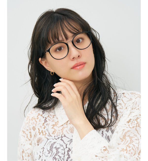  「ボストン型 メガネ｜TR&times;チタン 軽量素材 柔軟性  伊達メガネ 大人可愛い  レンズ交換券付」|メガネ|ブラック