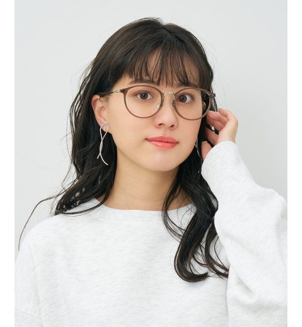  「ボストン型 メガネ｜TR&times;チタン 軽量素材 柔軟性  伊達メガネ 大人可愛い  レンズ交換券付」|メガネ|ブラウン系その他1