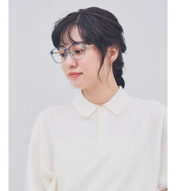  「ウェリントン型 メガネ｜TR&times;チタン 軽量素材 柔軟性  伊達メガネ 大人可愛い  レンズ交換券付」|メガネ|