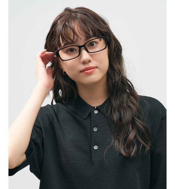  「スクエア型 メガネ 横長 | 軽量 | 伊達メガネ 度付きメガネ｜ユニセックス   レンズ交換券付」|メガネ|ブラック