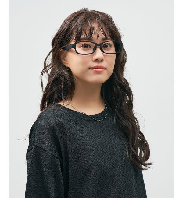  「スクエア型 メガネ 横長 | 軽量 | 伊達メガネ 度付きメガネ｜ユニセックス   レンズ交換券付」|メガネ|ブラック系その他