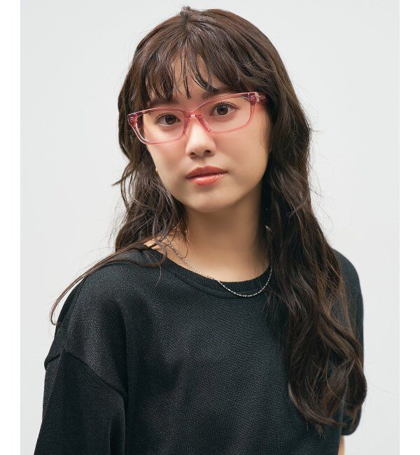  「Zoff｜takashi kumagai ウェリントン型 メガネ 横長フレーム｜伊達メガネ 度付きメガネ  レンズ交換券付」|メガネ|ライトピンク