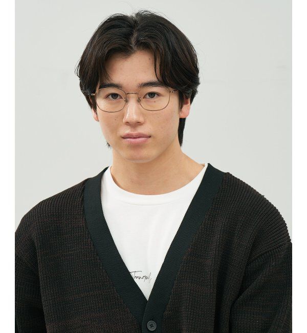  「ウェリントン型 メガネ | 四角 小顔効果 チタン 軽量 メタル 伊達・度付き Zoff  レンズ交換券付」|メガネ|