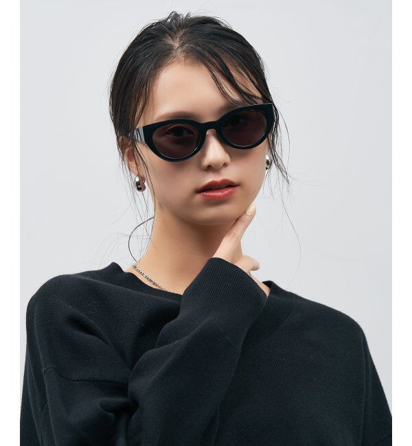  「SUNCUTGlasses/UV100%CUT オーバル型 サングラス [度無し専用] キャッツアイ 太縁 紫外線対策 UVカット」|サングラス|
