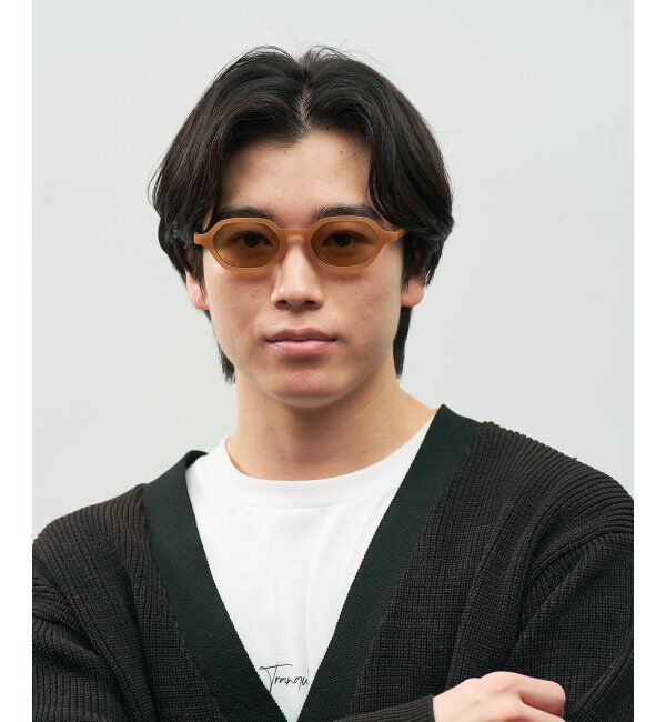  「SUNCUTGlasses/UV100%CUT ウェリントン型 サングラス [度無し専用] 横長 多角形 紫外線対策 UVカット」|サングラス|