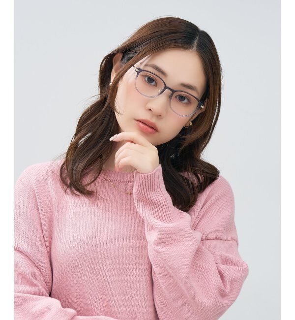  「ウェリントン型 メガネ | チタン TR素材 軽量 メタル 伊達・度付き 大人可愛い Zoff  レンズ交換券付」|メガネ|パープル