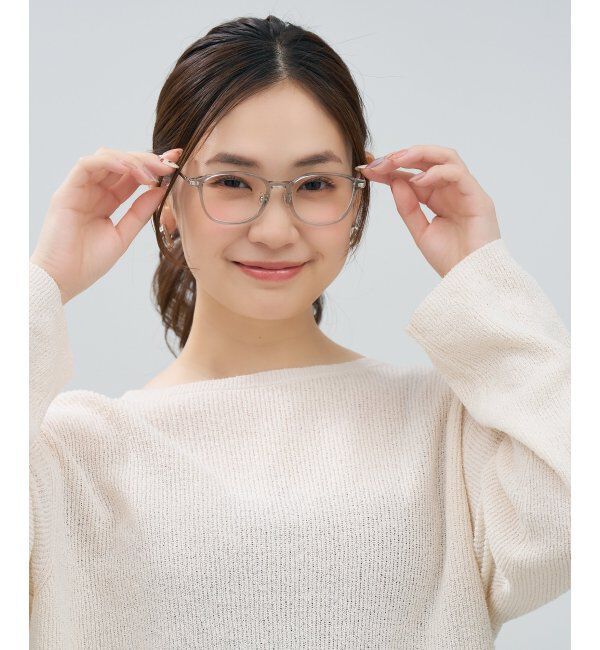  「ウェリントン型 メガネ | チタン TR素材 軽量 メタル 伊達・度付き 大人可愛い Zoff  レンズ交換券付」|メガネ|薄グレー