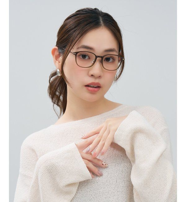  「ウェリントン型 メガネ | チタン TR素材 軽量 メタル 伊達・度付き 大人可愛い Zoff  レンズ交換券付」|メガネ|