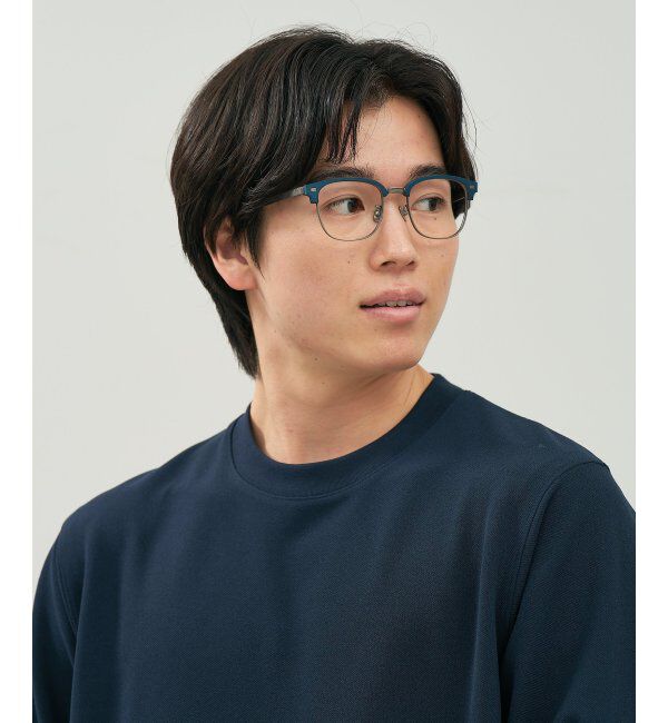  「メガネ | サーモント チタン アルミ製 軽量 メタル 伊達・度付き ユニセックス Zoff  レンズ交換券付」|メガネ|ネイビー3