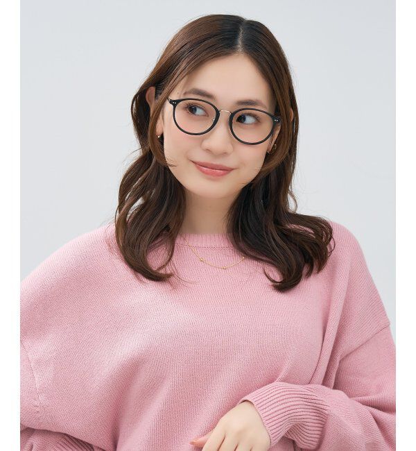  「ボストン型 メガネ | チタン TR素材 軽量 メタル 伊達・度付き 大人可愛い Zoff  レンズ交換券付」|メガネ|ブラック