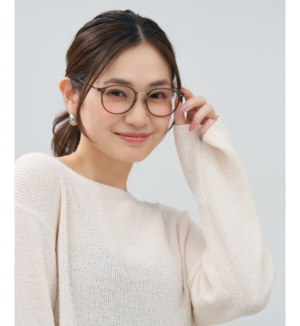  「ボストン型 メガネ | チタン TR素材 軽量 メタル 伊達・度付き 大人可愛い Zoff  レンズ交換券付」|メガネ|ブラウン系その他1