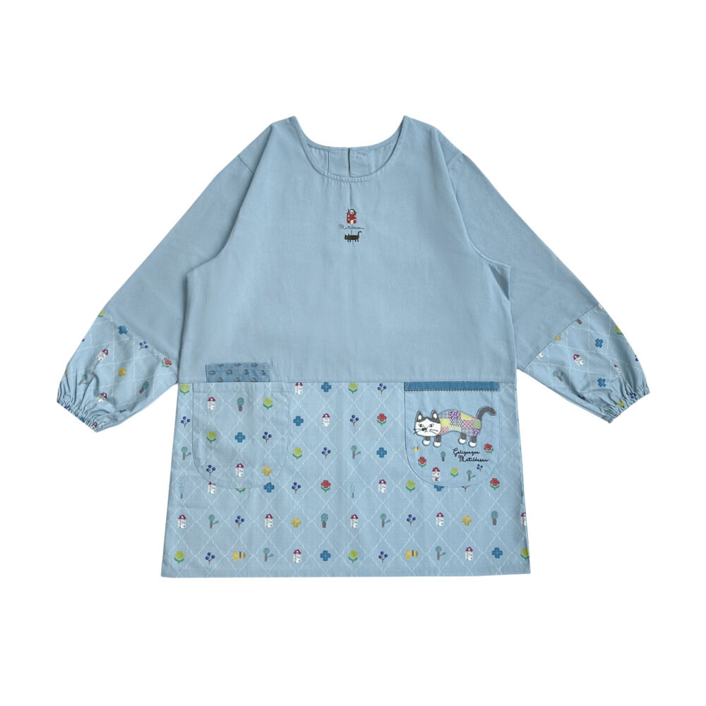 BACKYARD FAMILY「割烹着 保育士 通販 かっぽう着 割烹着おしゃれ スモック チュニック エプロン クスグルジャパン」|その他|ブルー2