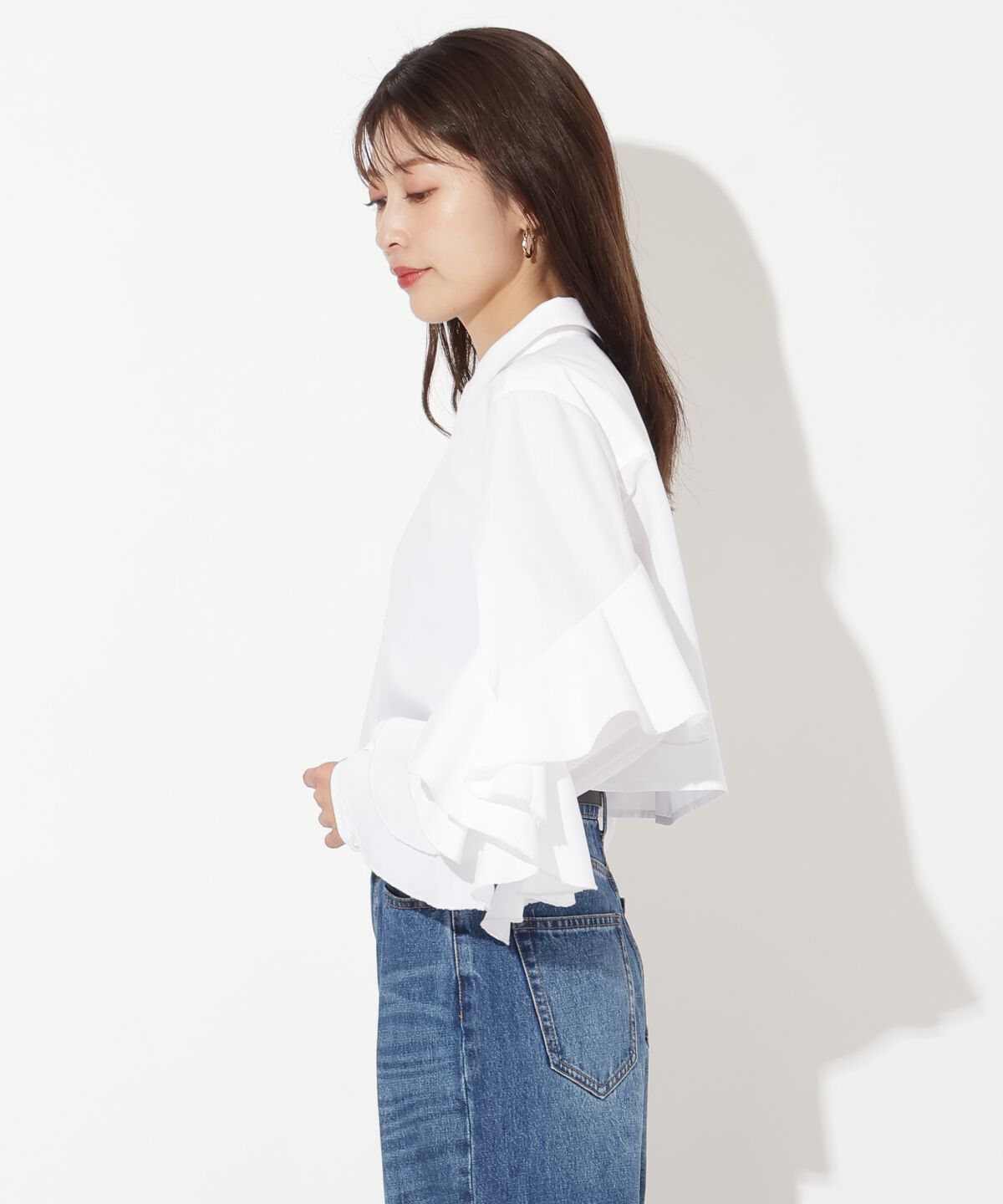 アンドクチュール「アシメ袖フリルシャツブラウス」|シャツ・ブラウス|