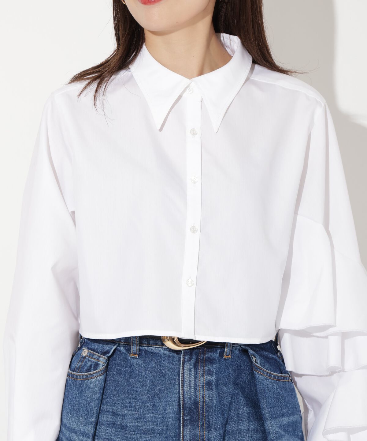 アンドクチュール「アシメ袖フリルシャツブラウス」|シャツ・ブラウス|