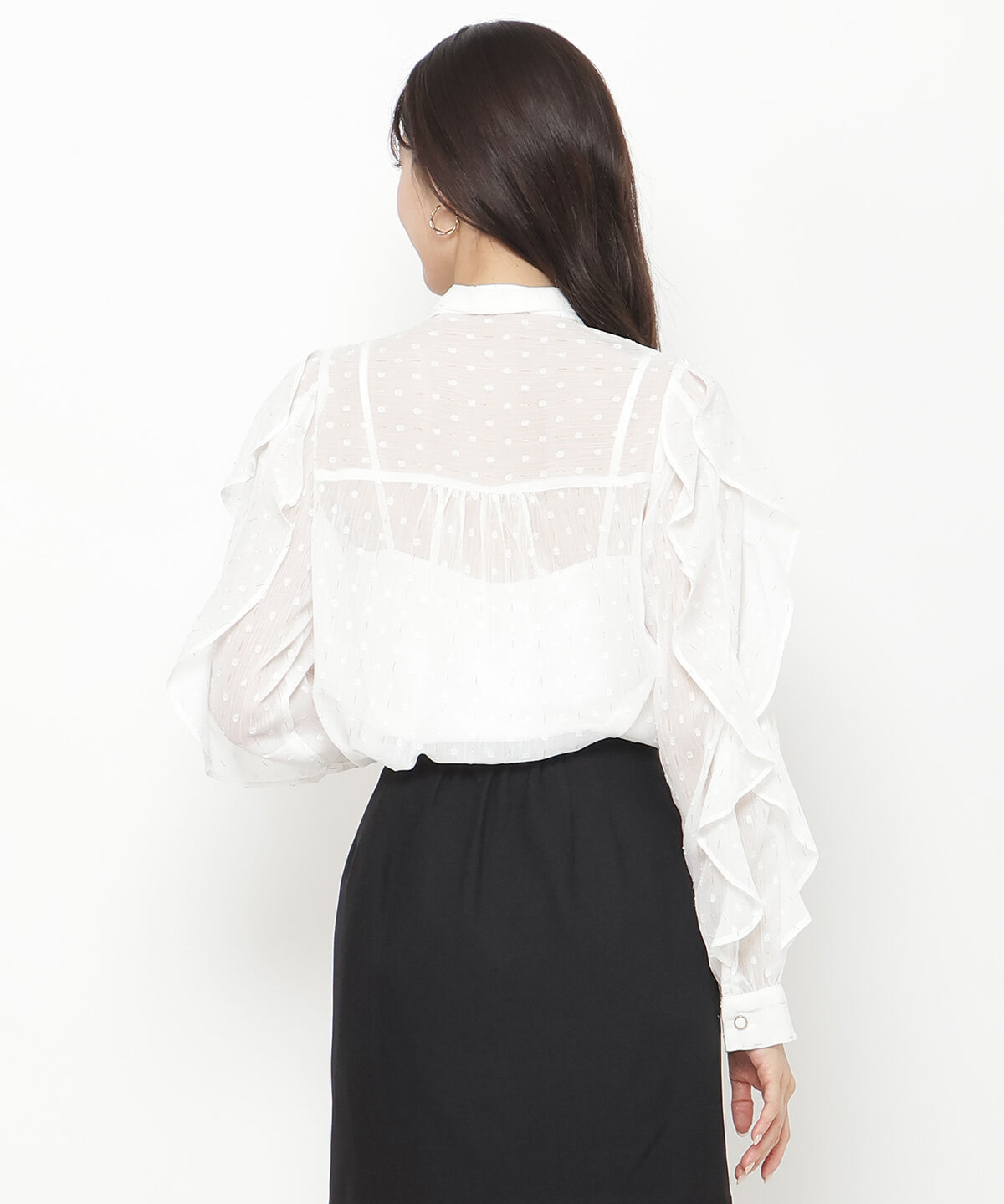アンドクチュール「ラメドットジャガードボウタイブラウス」|シャツ・ブラウス|