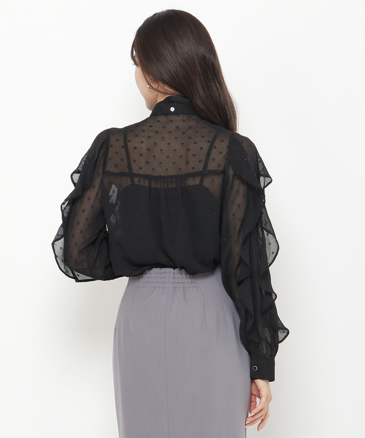 アンドクチュール「ラメドットジャガードボウタイブラウス」|シャツ・ブラウス|