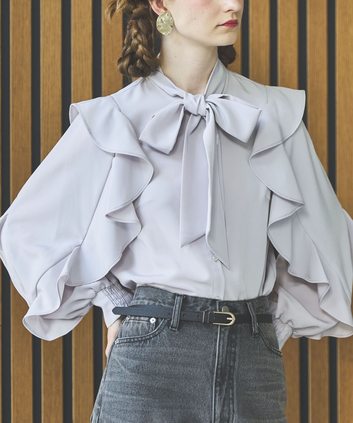 アンドクチュール「ラッフルスリーブボウタイブラウス」|シャツ・ブラウス|