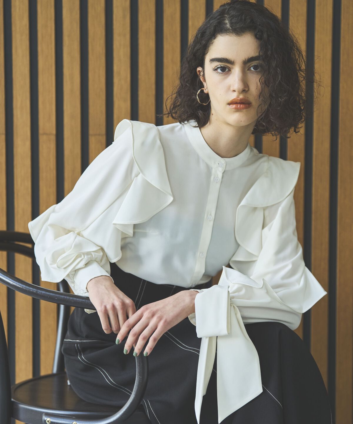 アンドクチュール「ラッフルスリーブボウタイブラウス」|シャツ・ブラウス|